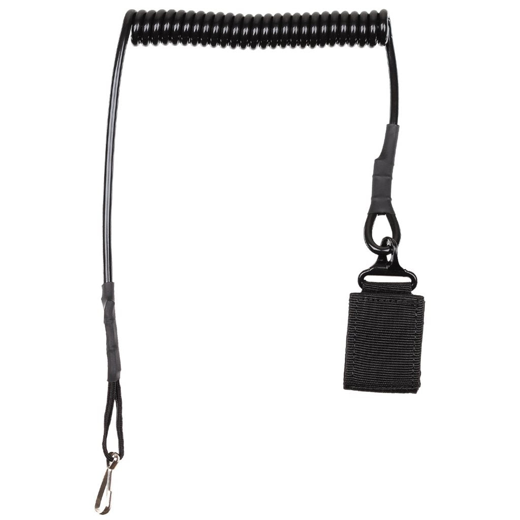 Cable de seguridad telefónico para pistola negro con mosquetón