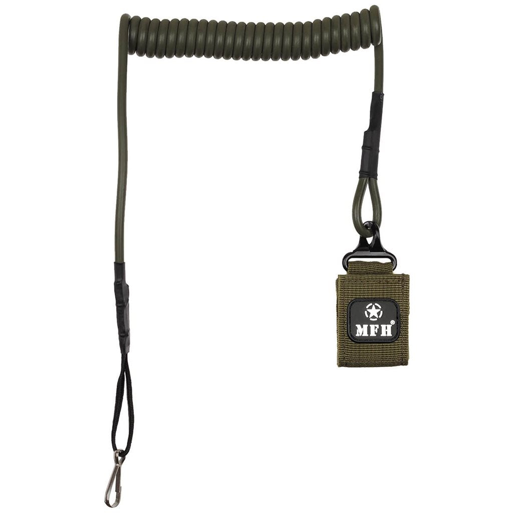 Cable de seguridad telefónico para pistola negro con mosquetón