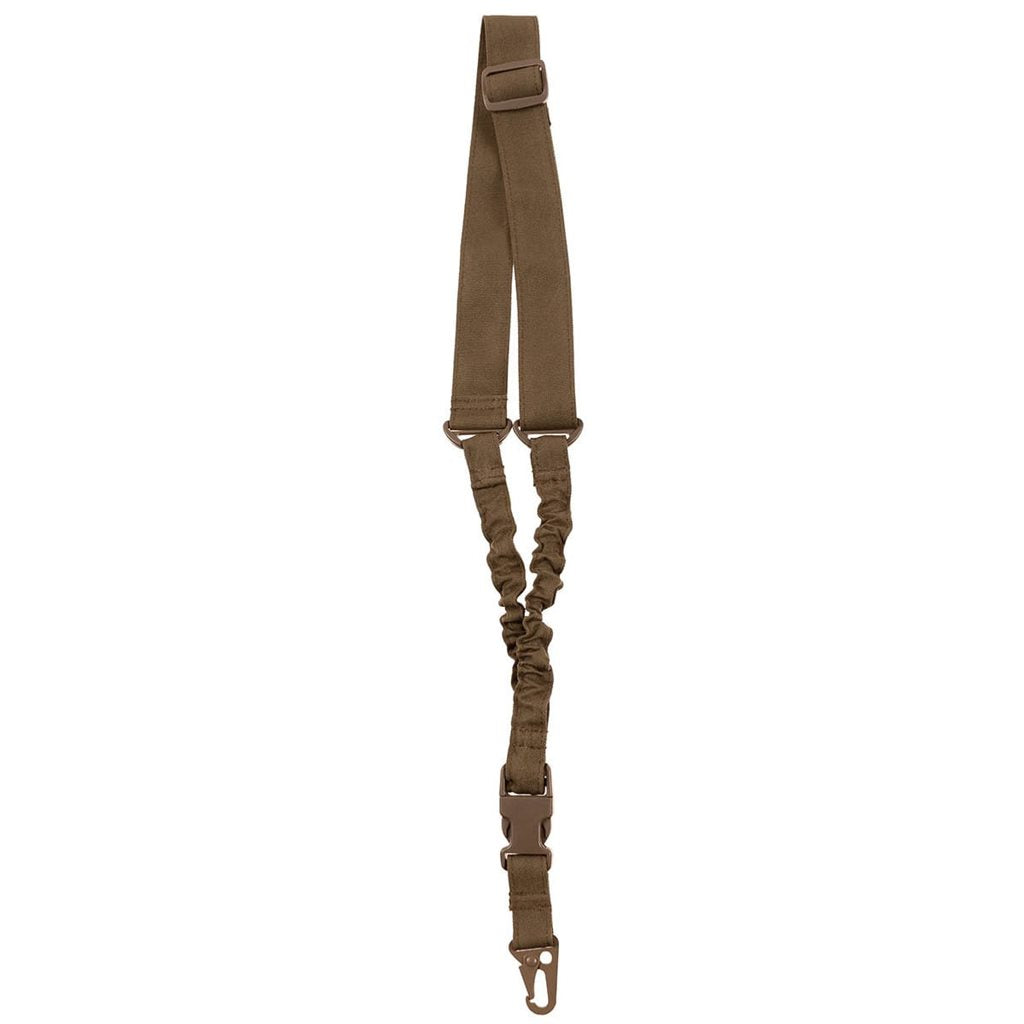 Correa Bungee unipunto negra con mosquetón, sección elástica, longitud ajustable 55-75 cm, nylon