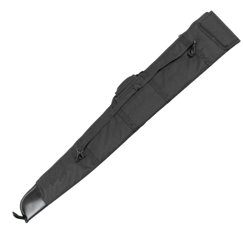 Funda para rifle forrada negra de nylon con cremallera, bolsillo exterior y correa desmontable