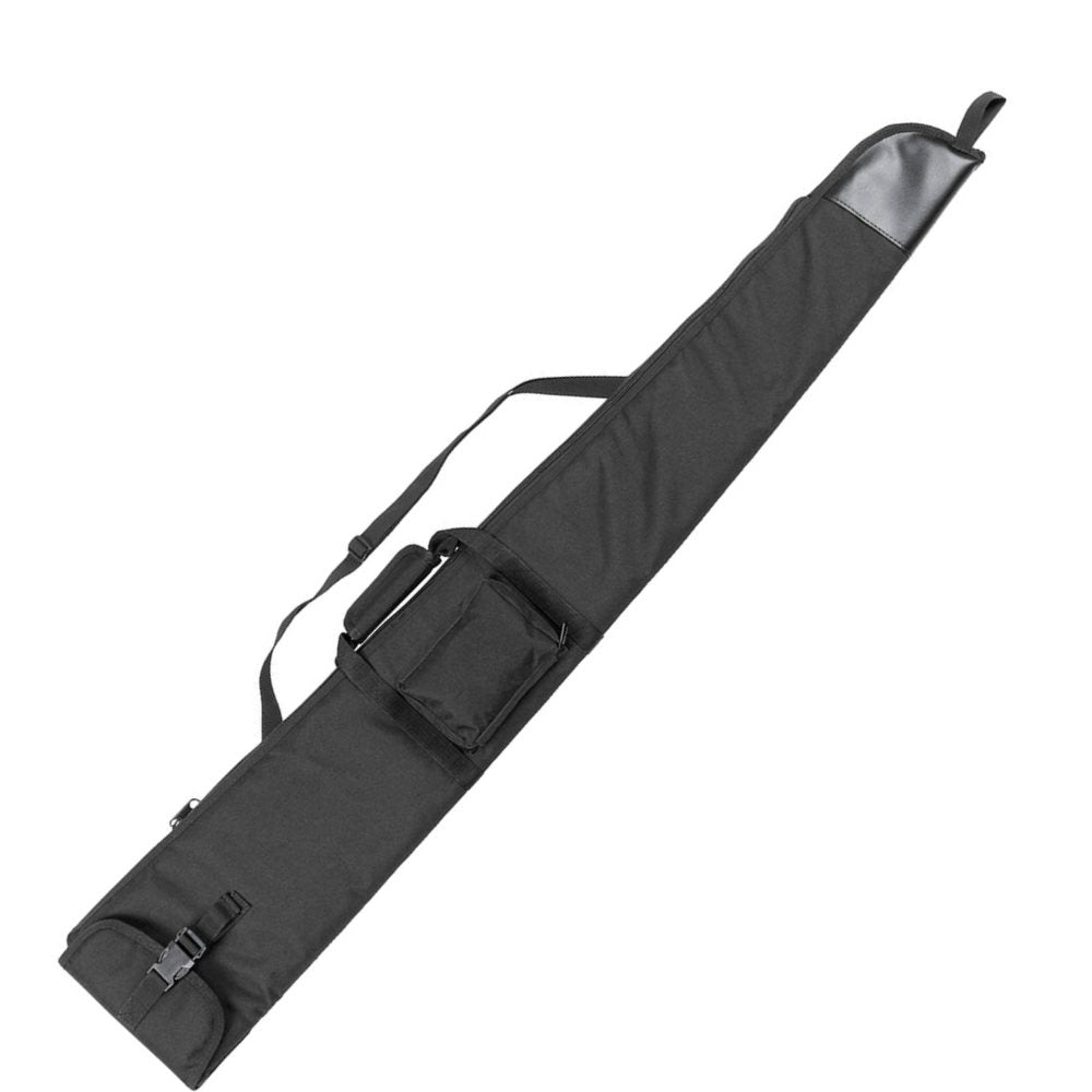Funda para rifle forrada negra de nylon con cremallera, bolsillo exterior y correa desmontable