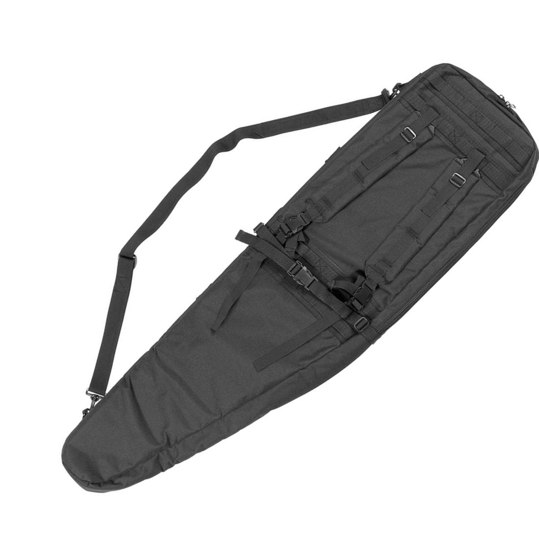 Funda para arma paintball negra de 130 cm, 100% nylon, con tres bolsillos de velcro y correa desmontable
