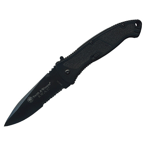 Navaja plegable S.W.A.T. Smith & Wesson negra, hoja acero 4034 y mango de aluminio