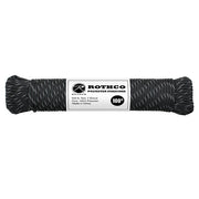 Cuerda paracord poliéster 4 mm 30 m negra con hilos reflectantes
