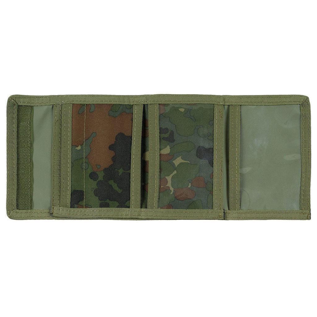 Cartera militar de nylon con camuflaje Flecktarn y emblema bordado de la unidad del Bundeswehr