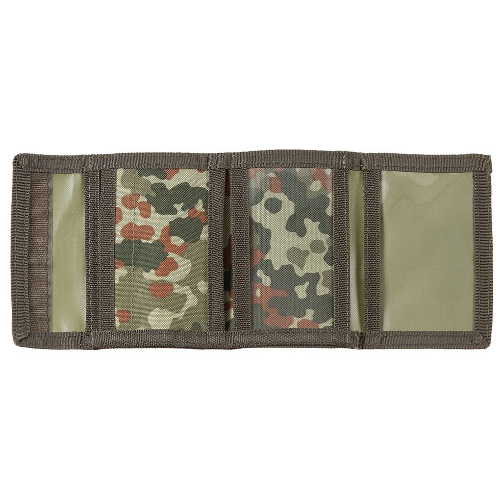 Cartera militar de nylon con camuflaje Flecktarn y emblema bordado