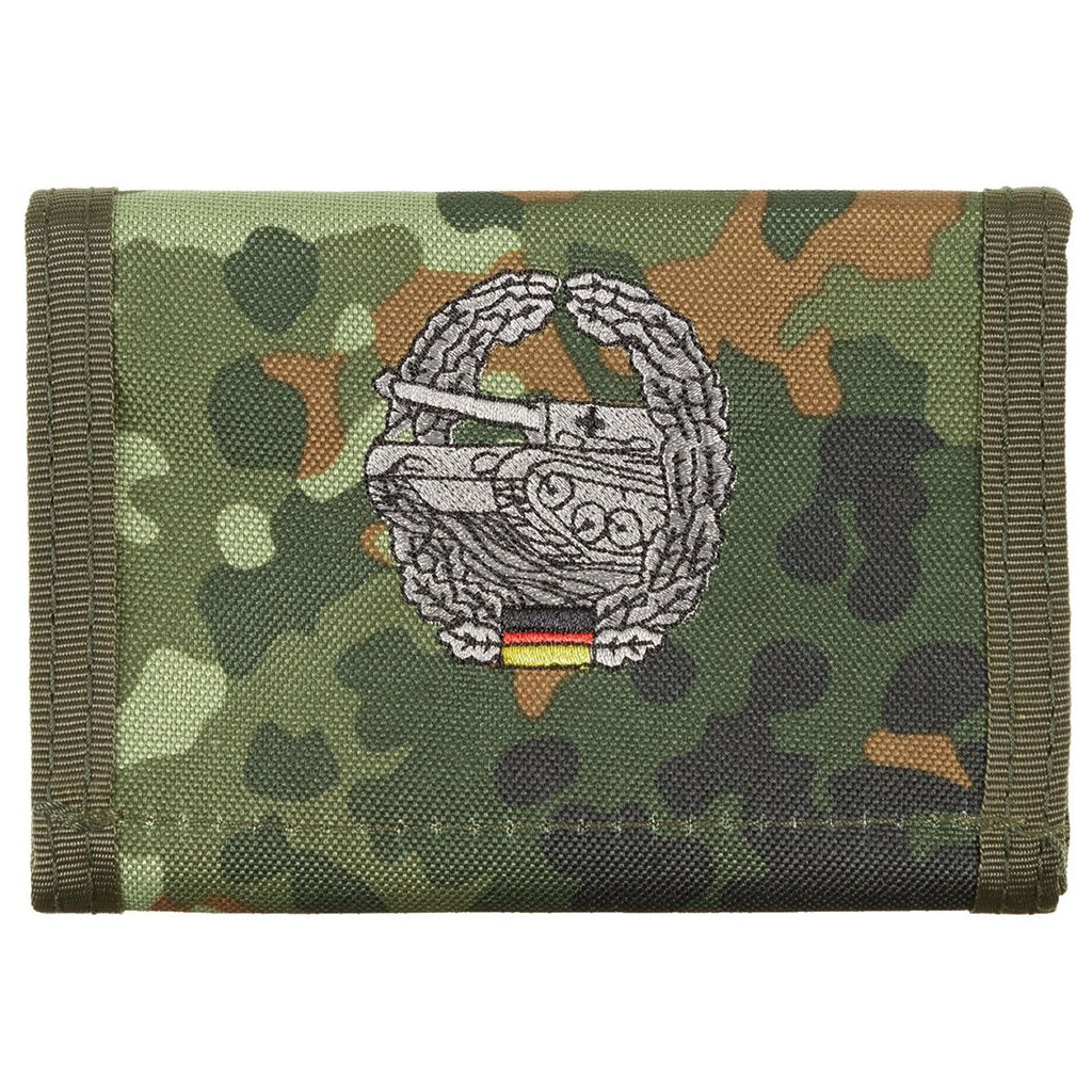 Cartera PANZER con camuflaje Flecktarn y emblema bordado del Bundeswehr