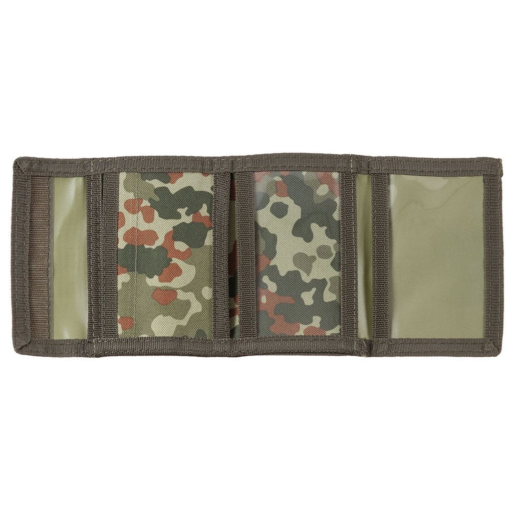Cartera militar de nylon con camuflaje Flecktarn y emblema bordado del Bundeswehr