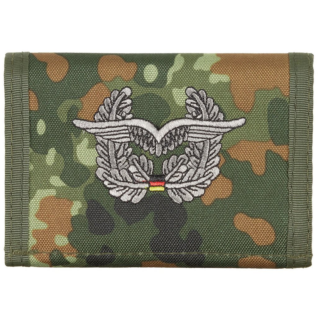 Cartera militar de nylon con camuflaje Flecktarn y emblema bordado del Bundeswehr