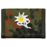 Cartera militar de nylon con camuflaje Flecktarn y emblema bordado