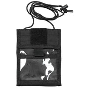 Cartera ID negra con cordón para colgar al cuello, estilo militar