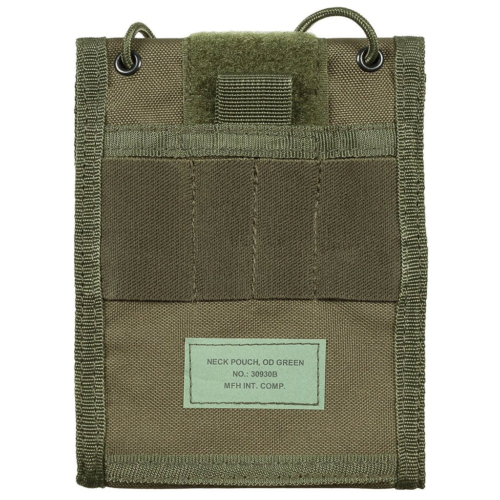 Cartera ID negra con cordón para colgar al cuello, estilo militar