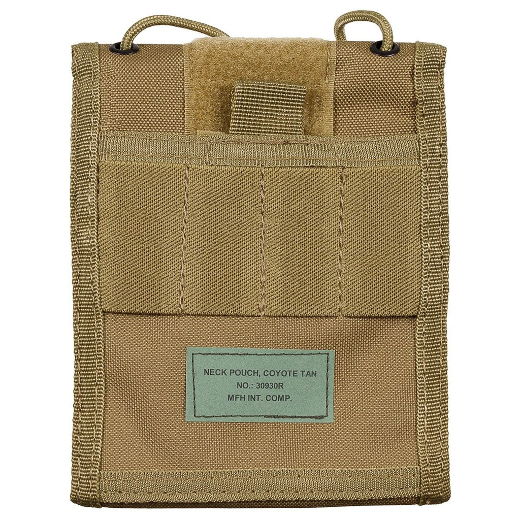 Cartera ID negra con cordón para colgar al cuello, estilo militar
