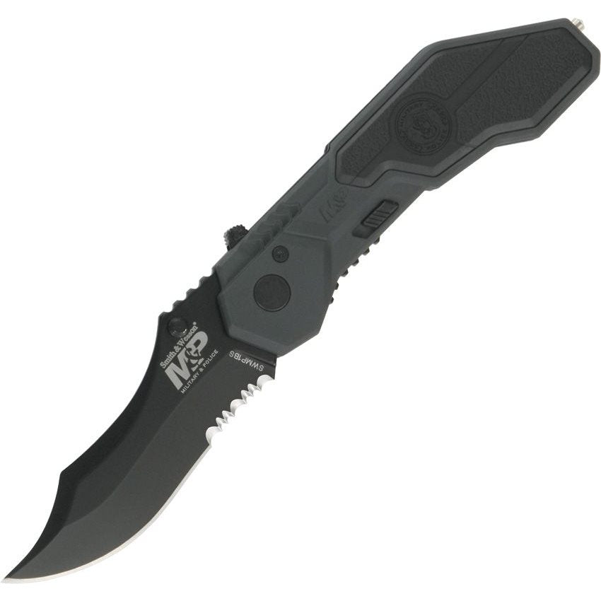 Navaja plegable MILITARY POLICE negra Smith & Wesson SWMP1 con hoja de acero y mango de aluminio
