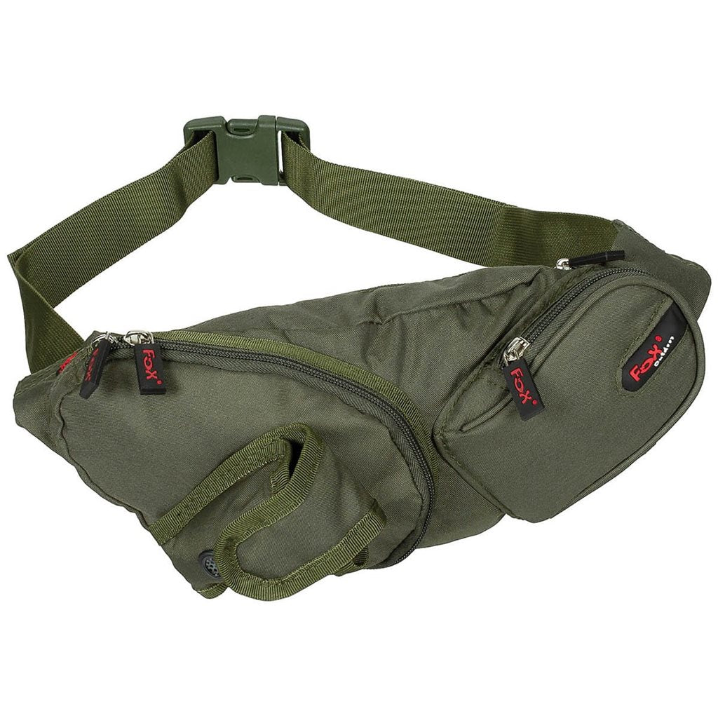 Riñonera negra con dos bolsillos con cremallera y bolsillo para móvil con velcro, cinturón ajustable, 100% poliéster