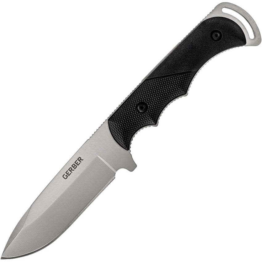 Cuchillo FREEMAN GUIDE con hoja fija de acero inoxidable, filo liso drop point y acabado gris mate