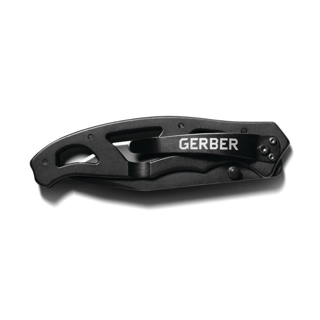 Cuchillo plegable PARAFRAME II Tanto negro, hoja parcialmente dentada, acero 7Cr17MoV con recubrimiento de nitruro de titanio, clip de bolsillo