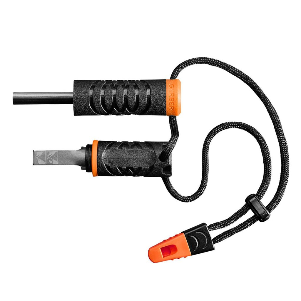 Ferrocerio FIRE STARTER con silbato y cordón, compartimento para yesca, resistencia al agua IPX4
