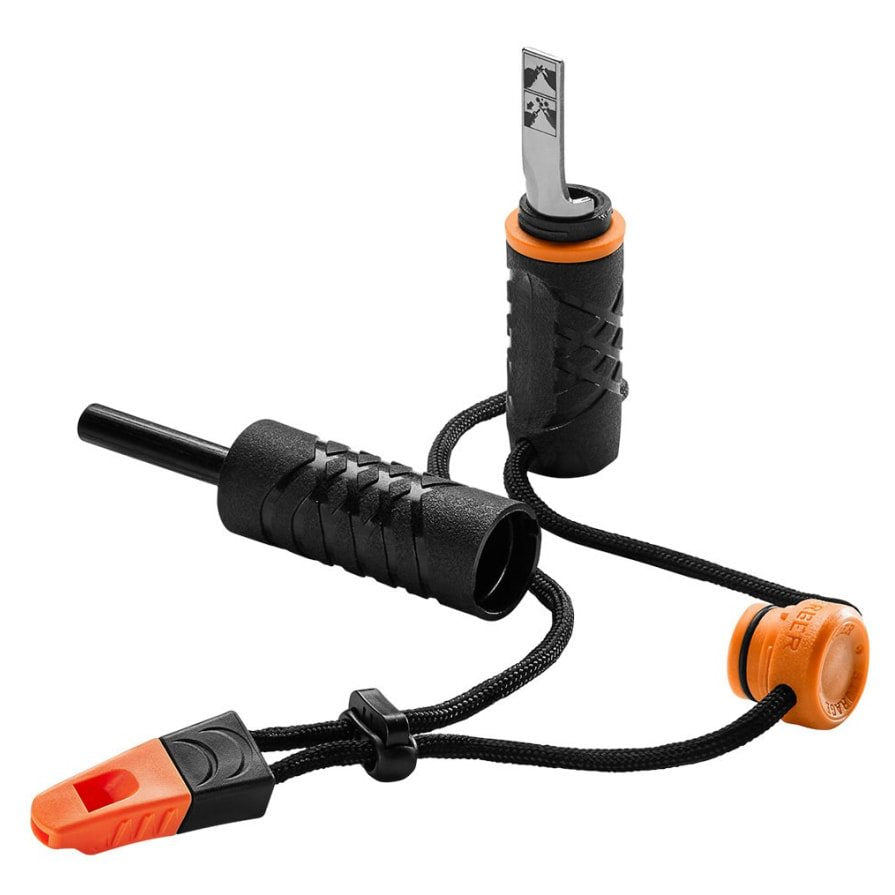 Ferrocerio FIRE STARTER con silbato y cordón, compartimento para yesca, resistencia al agua IPX4