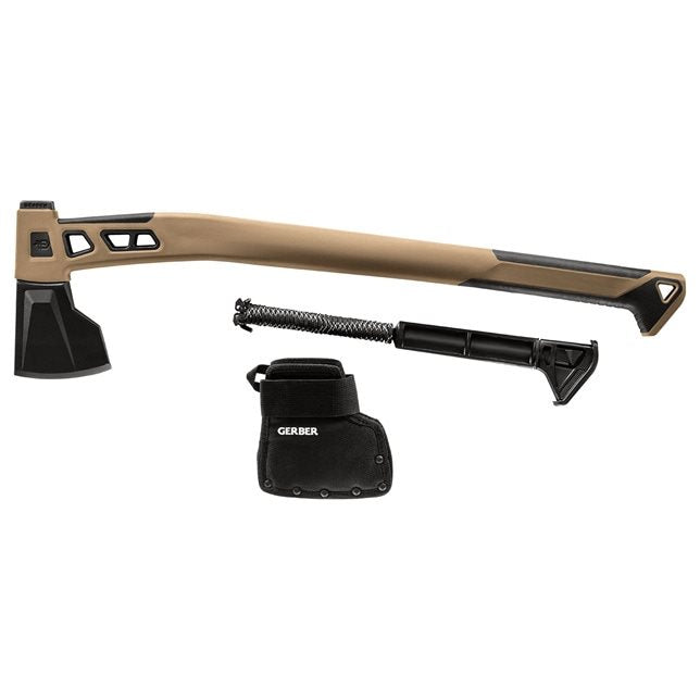 Hacha Sekera BUSHCRAFT COYOTE larga, cabeza de acero inoxidable con recubrimiento PTFE, mango ergonómico, incluye funda y paracord