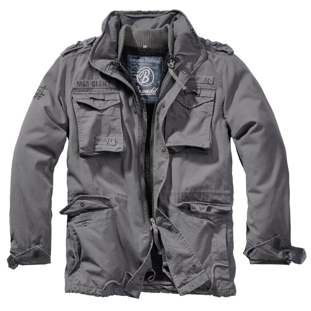 Chaqueta M65 GIANT gris con forro desmontable acolchado de nylon y piel sintética