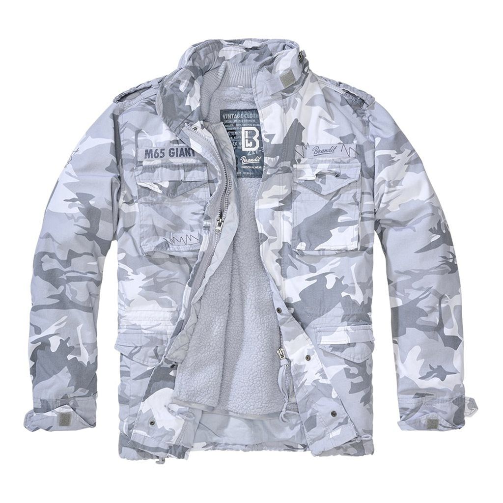 Chaqueta M65 GIANT estilo militar vintage con forro acolchado desmontable de nylon y piel sintética