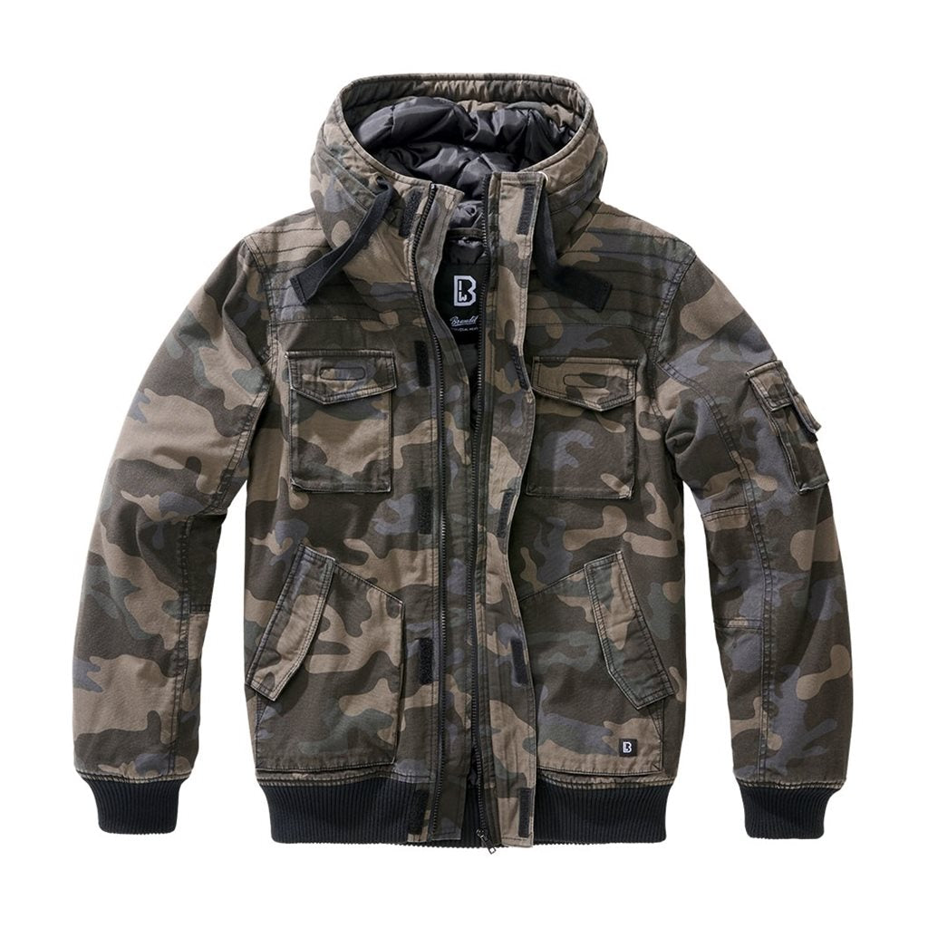 Chaqueta BRONX corta de algodón lavado con capucha y forro acolchado