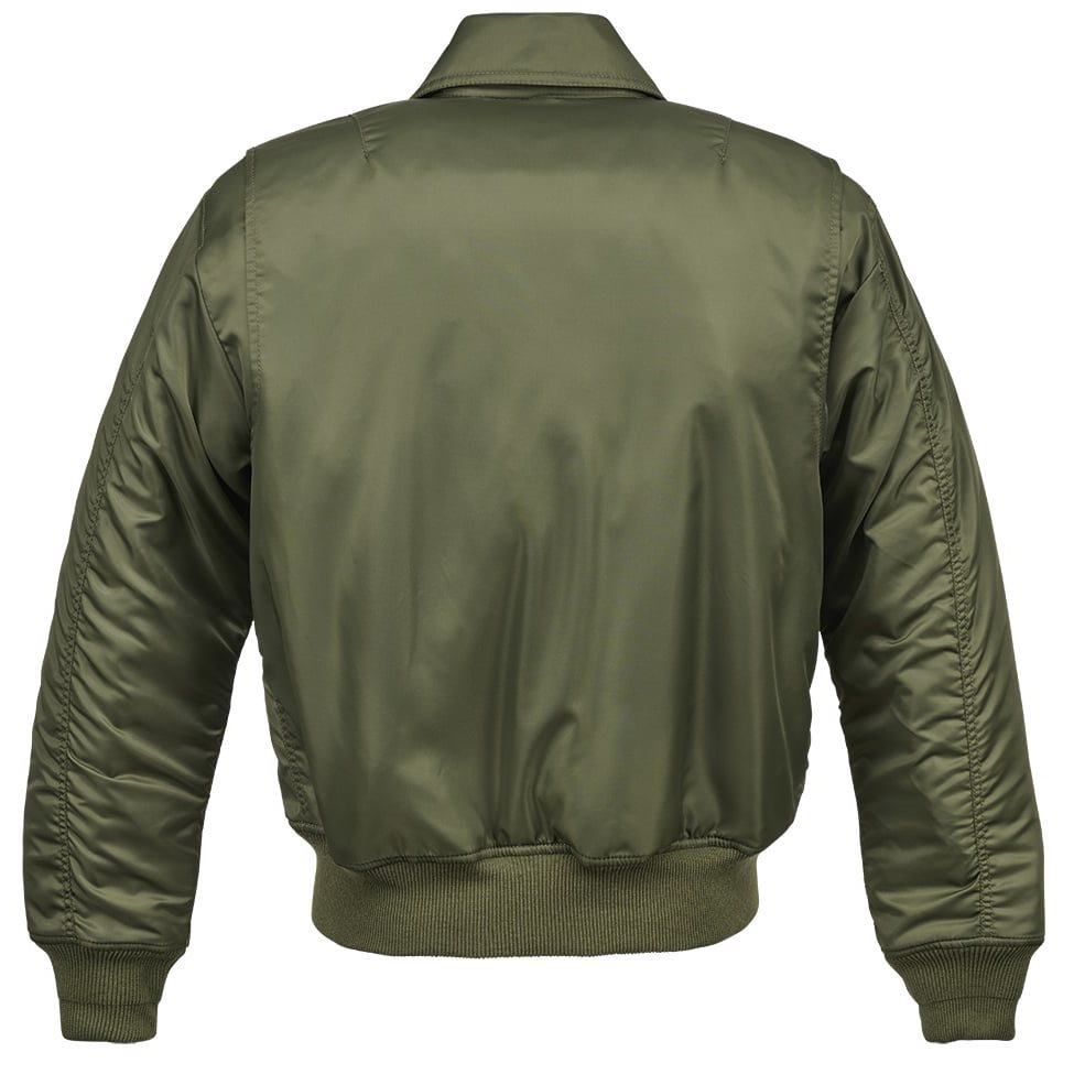 Chaqueta CWU verde Brandit con cierre central, tres bolsillos y cuello alzado