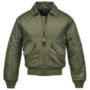 Chaqueta CWU verde Brandit con cierre central, tres bolsillos y cuello alzado