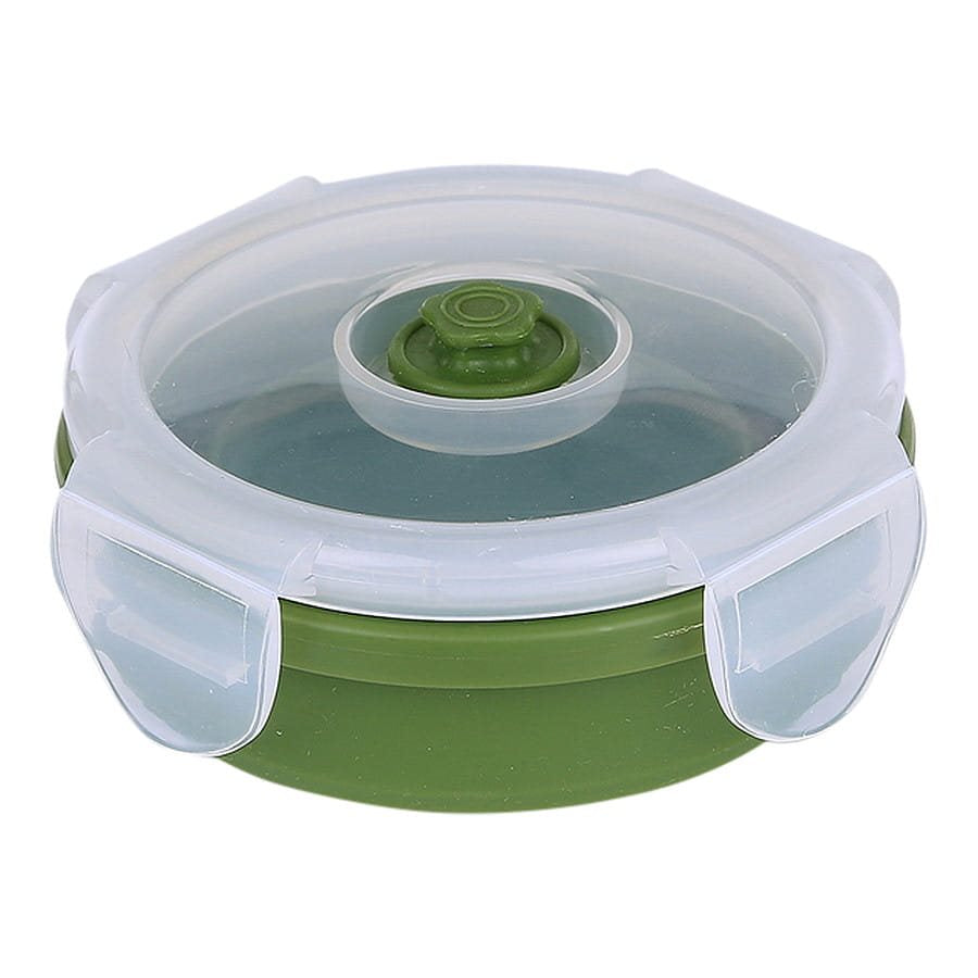 Taza plegable verde con tapa y válvula de ventilación