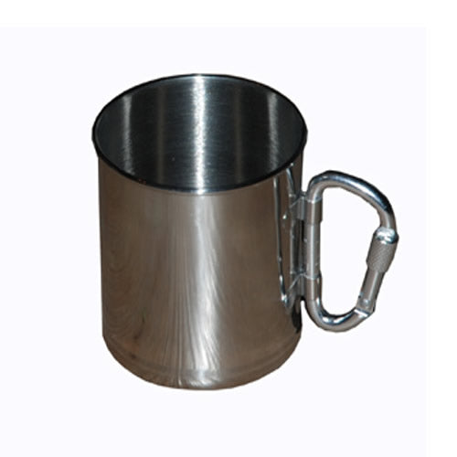 Taza de acero inoxidable plegable con asa mosquetón roscado, 0,2 L, 62 g