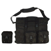 Bolsa MOLLE de hombro negra para portátil con solapa, cierre doble fastex, correa acolchada ajustable y asa de transporte