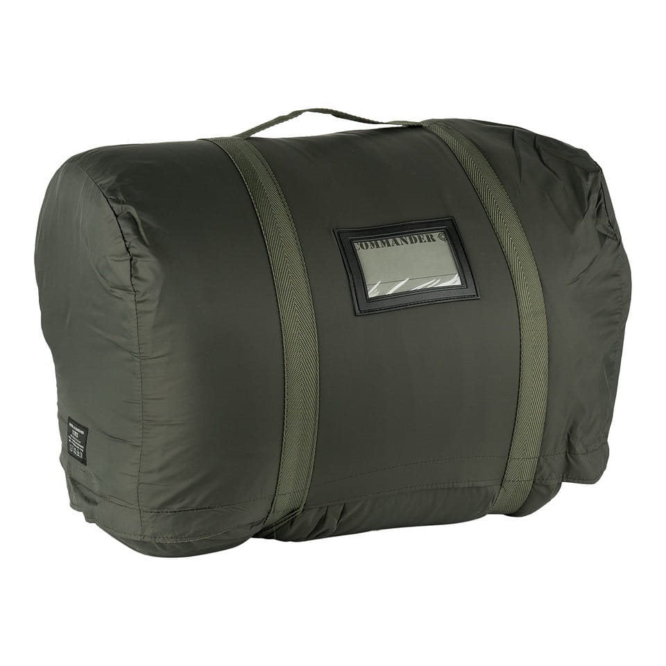 Saco de dormir tipo manta COMMANDER verde con relleno de fibra hueca