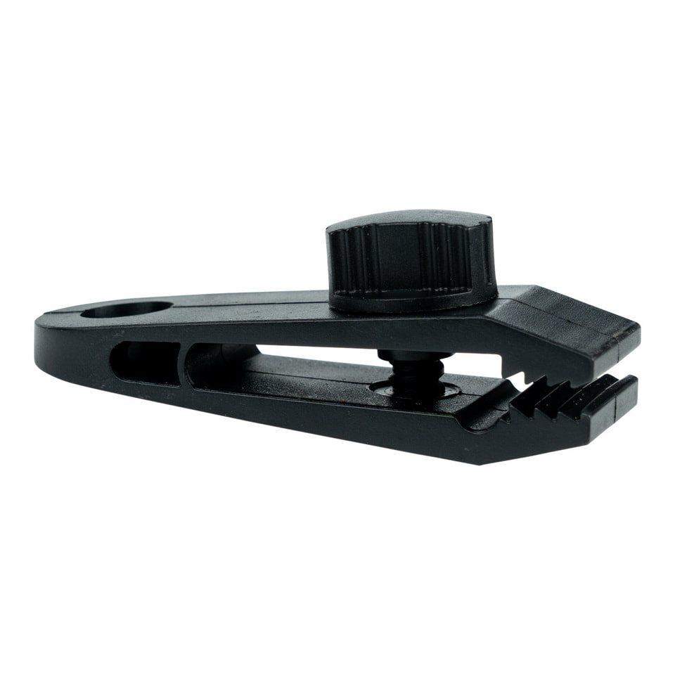 Juego de 4 pinzas de plástico para lona, negro, con ojal para cordón