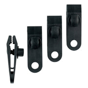 Juego de 4 pinzas de plástico para lona, negro, con ojal para cordón