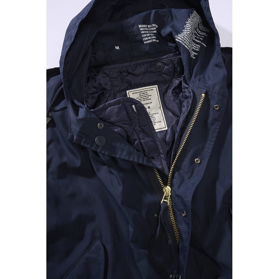 Parka US M51 Fishtail, vista frontal con cola alargada y forro desmontable