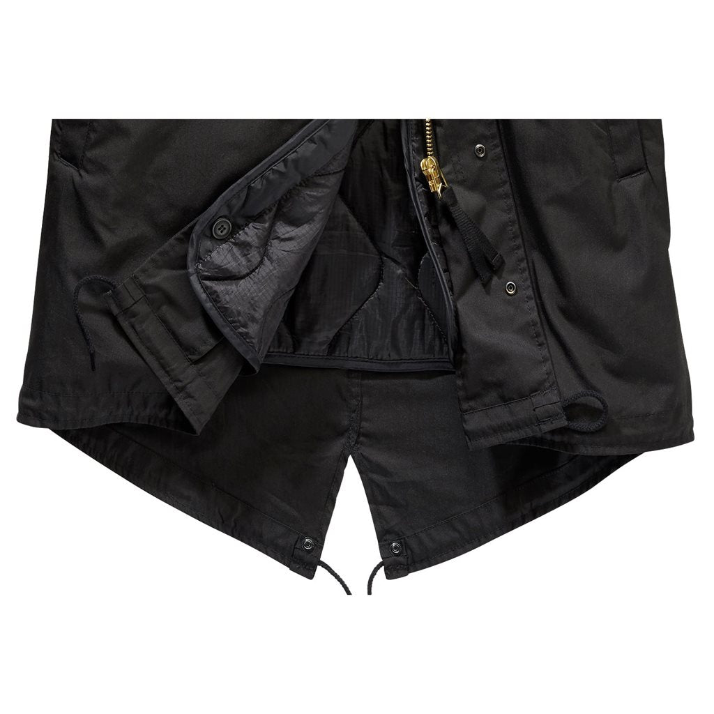 Parka US M51 Fishtail negra con forro desmontable y abertura trasera