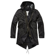 Parka US M51 Fishtail negra con forro desmontable y abertura trasera