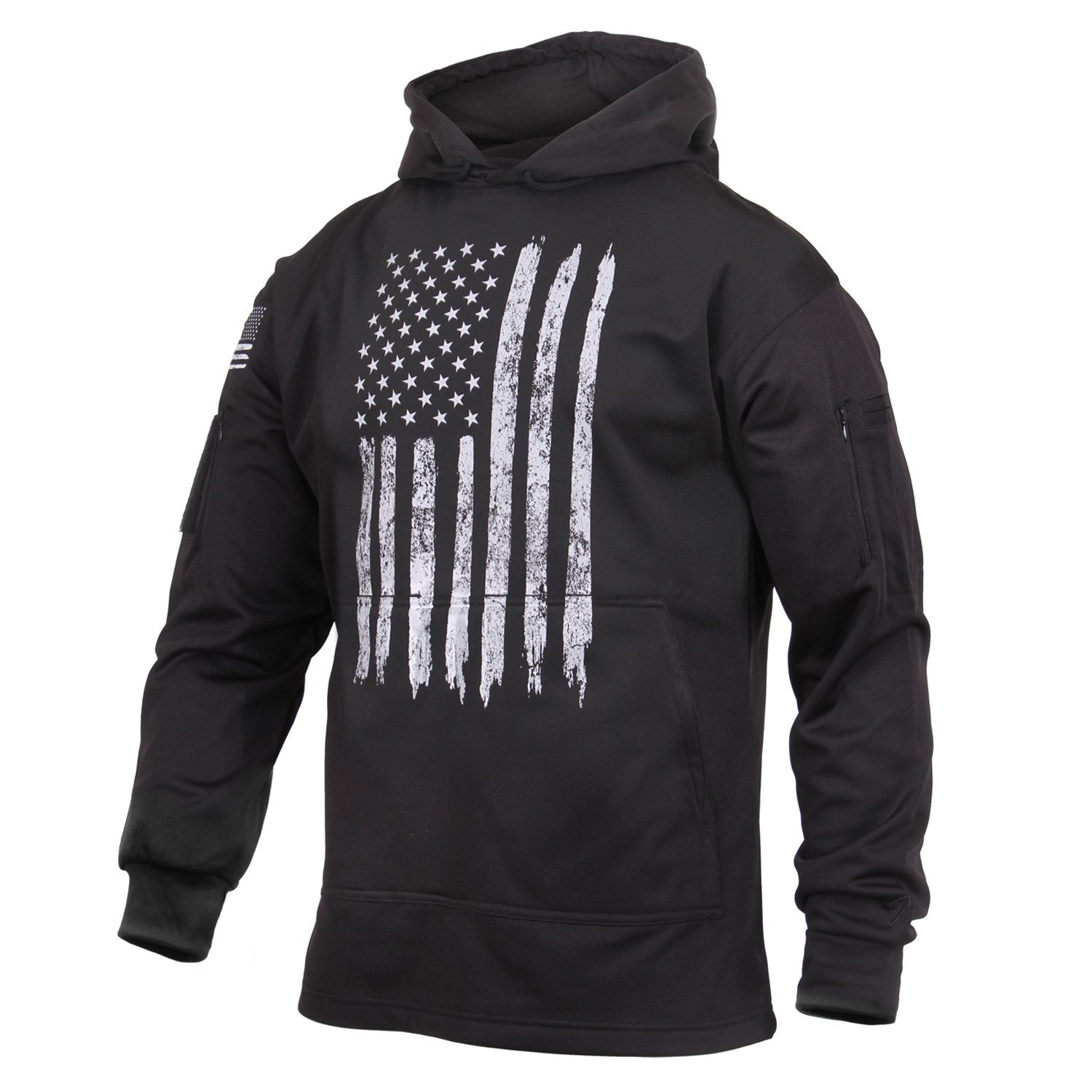 Sudadera negra CONCEALED CARRY con capucha, bolsillo frontal y bolsillo en manga con velcro