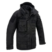 Chaqueta táctica Performance negra de BRANDIT, 900D poliéster y 500D Cordura, con bolsillos y cierre central