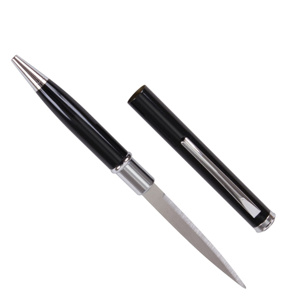 Bolígrafo negro COMBO con abridor de cartas, 14,3 cm, hoja 6,35 cm, aleación de acero y cobre