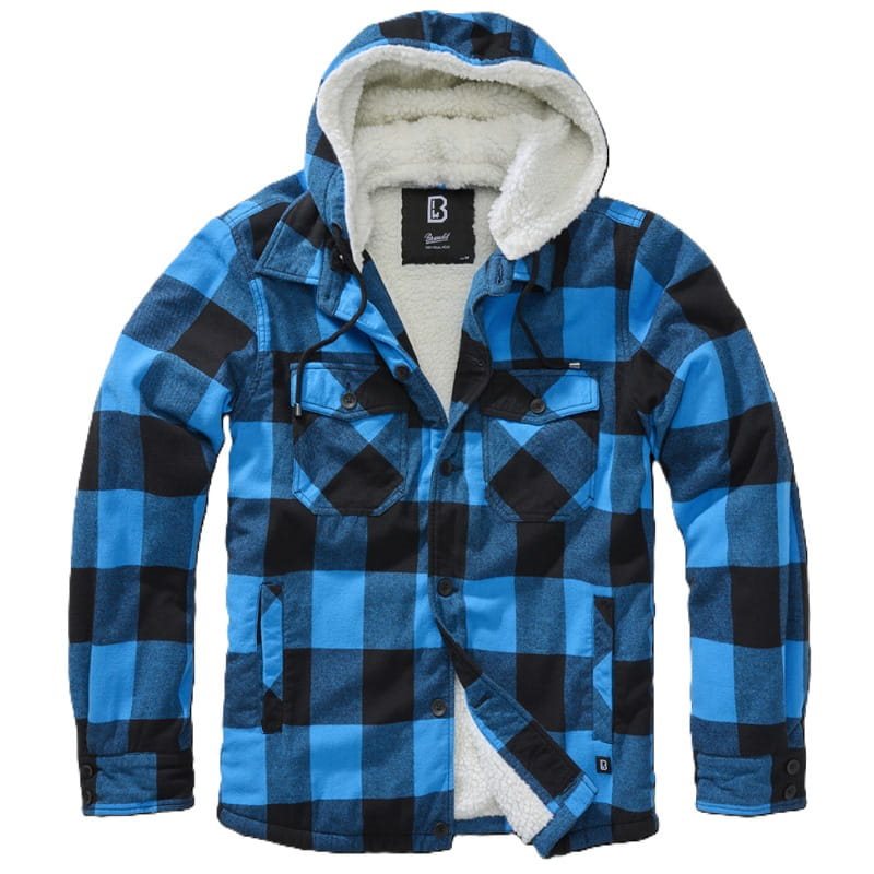 Chaqueta LUMBER negro/azul con capucha y forro de piel
