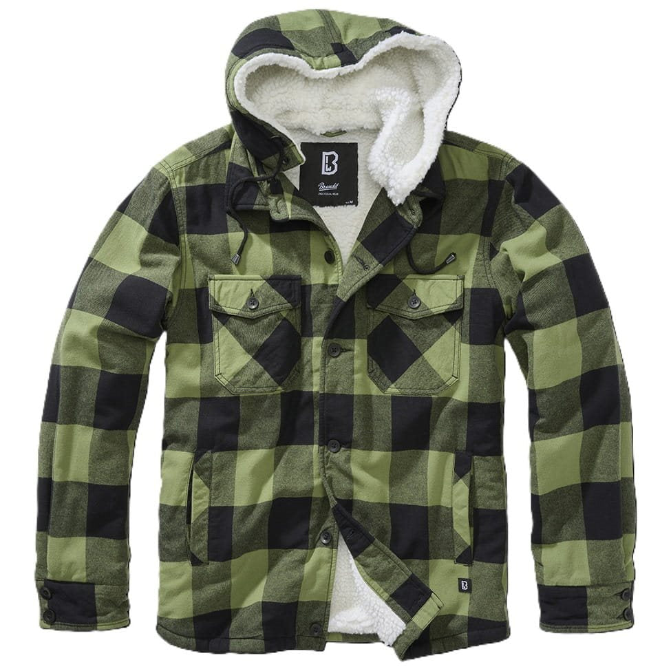 Chaqueta LUMBER verde y negra con pelo en la capucha