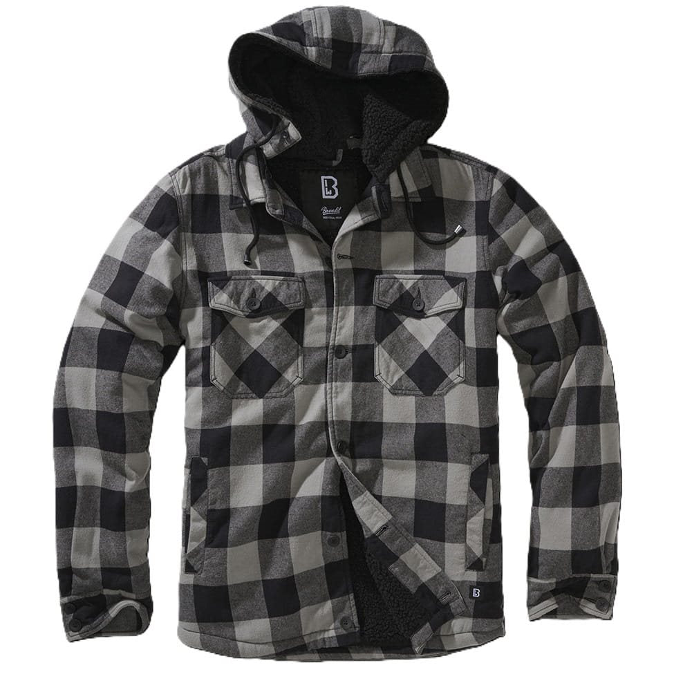 Chaqueta LUMBER con forro de pelo y capucha, gris y negra
