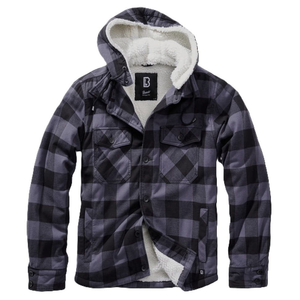 Chaqueta LUMBER negro y gris con capucha y ribete de pelo