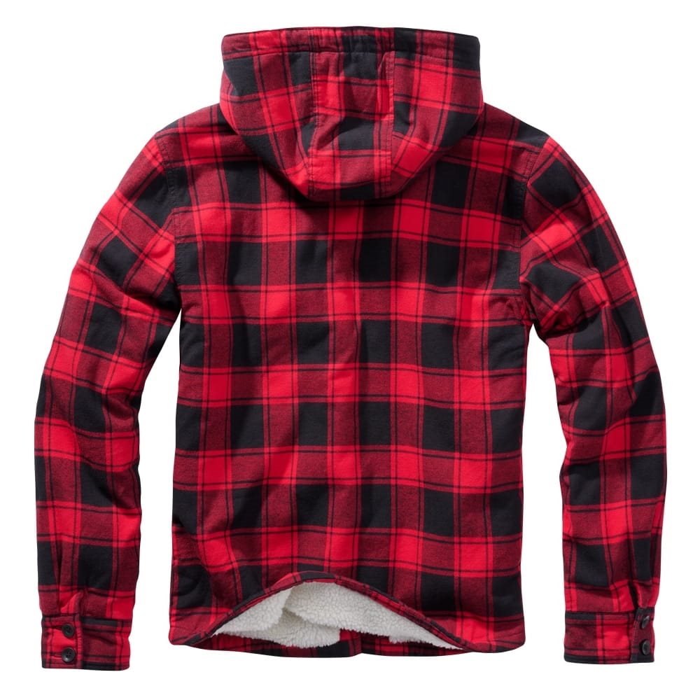 Chaqueta LUMBER con pelo y capucha en color rojo y negro, imagen del producto