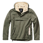 Chaqueta Windbreaker Sherpa Zeená con forro de borrego sintético y tres bolsillos con cremallera, vista frontal