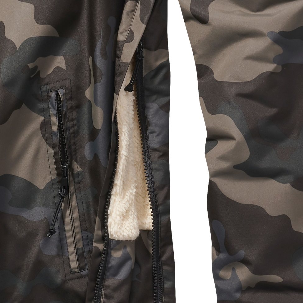 Bunda Windbreaker Sherpa en poliéster con forro de pelo sintético y tres bolsillos con cremallera