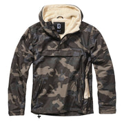 Bunda Windbreaker Sherpa en poliéster con forro de pelo sintético y tres bolsillos con cremallera