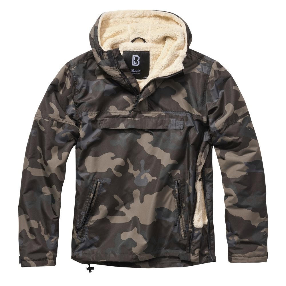 Bunda Windbreaker Sherpa en poliéster con forro de pelo sintético y tres bolsillos con cremallera